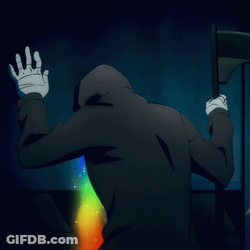 Grim Reaper Holding Scythe With Rainbow GIF