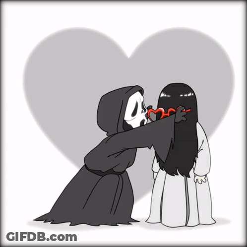 Grim Reaper Kissing Ghost GIF