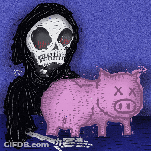 Grim Reaper Piggy Bank GIF