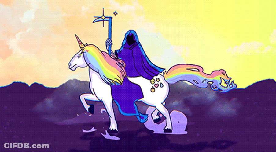 Grim Reaper Riding Unicorn GIF