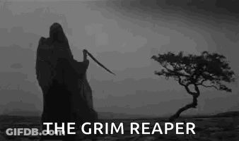 Grim Reaper Standing In Front Of Desert Tree GIF