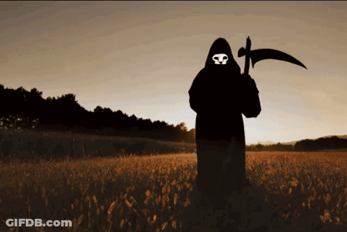 Grim Reaper Standing In Front Of Desert Tree GIF