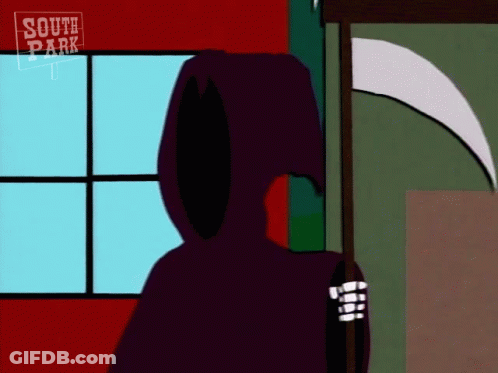 Grim Reaper Standing In Front Of South Park Window GIF