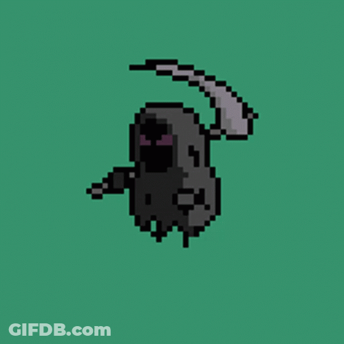 Grim Reaper Striking Scythe Pixel Art GIF