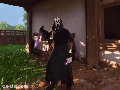 Grim Reaper With Scream Mask Holding Sword GIF