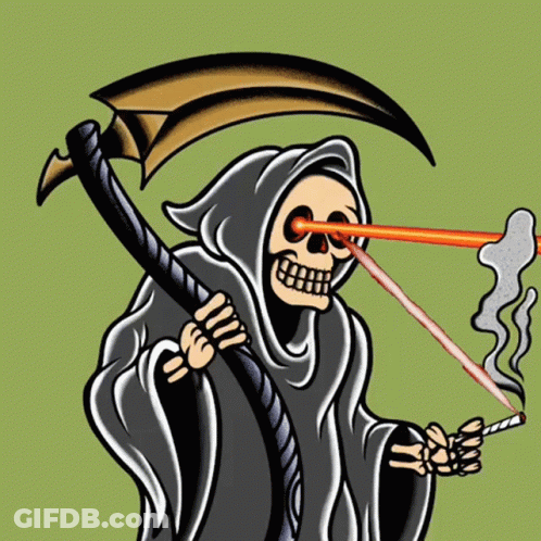 Grim Reaper With Scythe And Cigarette GIF