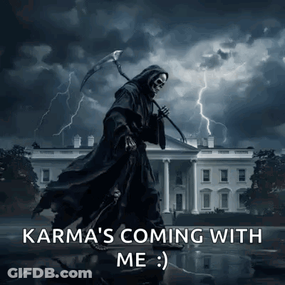 Grim Reaper With Scythe In Front Of White House GIF