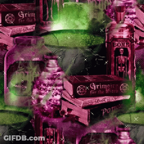 Grimoir For The Witch On Pile Of Books GIF