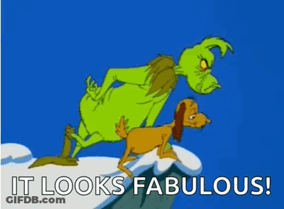 Grinch And Dog On Snowy Hill GIF