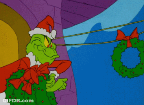 Grinch Hanging Wreath On String GIF