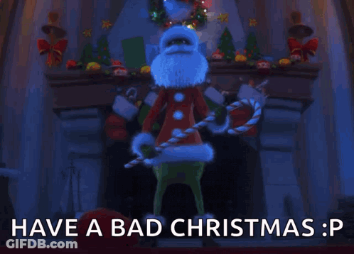 Grinch Holding Candy Cane Saying Have A Bad Christmas GIF