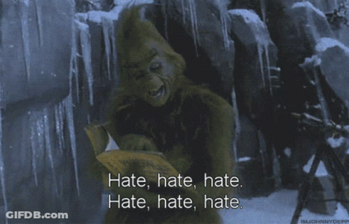 Grinch Reading Book Saying Hate GIF