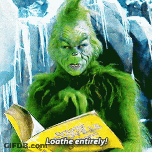 Grinch Reading Book Says Loath GIF