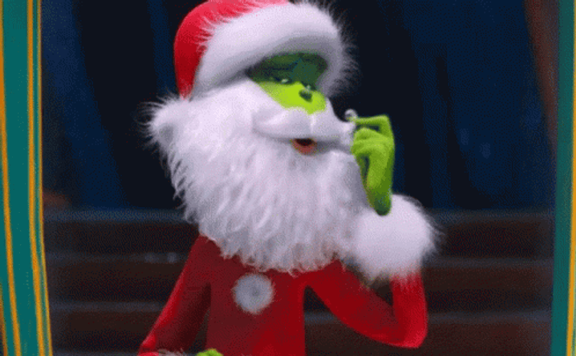 Grinch Smile Arranging Santa Beard GIF