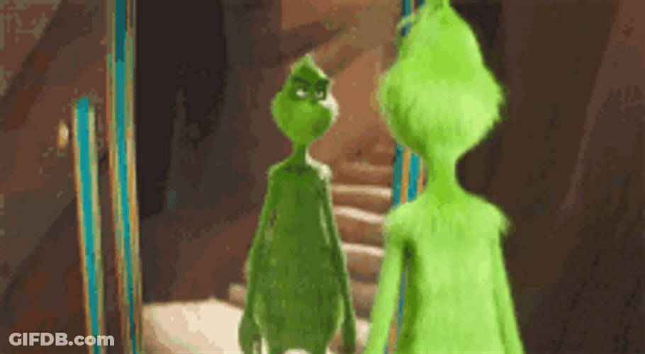 Grinch Smile In Front Of Mirror GIF