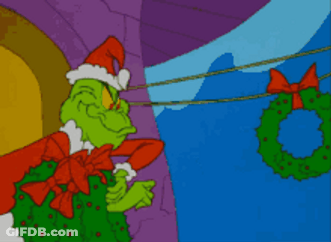 Grinch Smile While Stealing Advent Wreath GIF