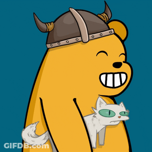 Grinning Bear With Happy Cat Meme GIF