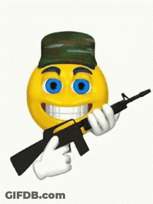 Grinning Emoji As A Gunner GIF
