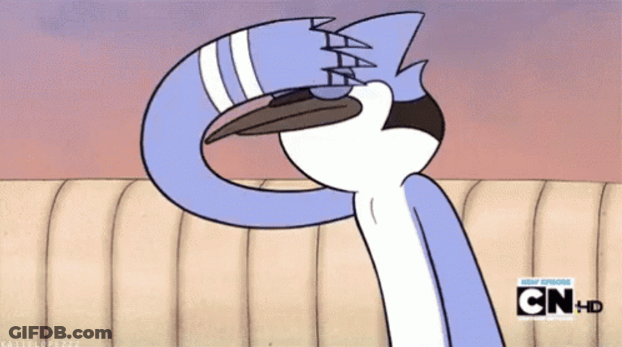 Grinning Mordecai Regular Show GIF