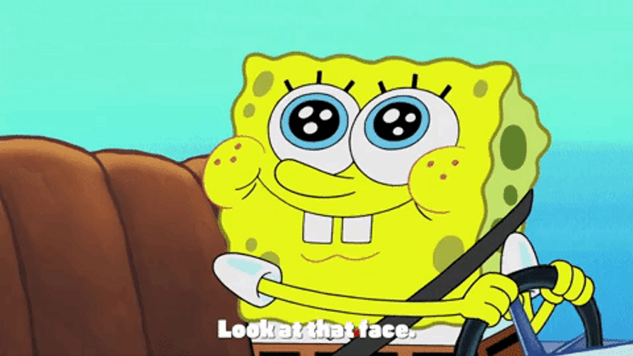 Grinning Spongebob Pretty Face Imagination GIF