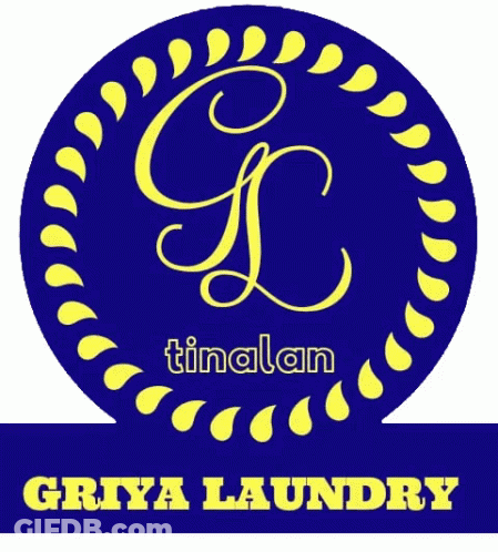 Griya Laundry Logo Blue Circle Letter G GIF