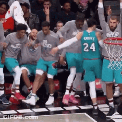 Grizzlies Basketball Players Celebrating A Basket GIF