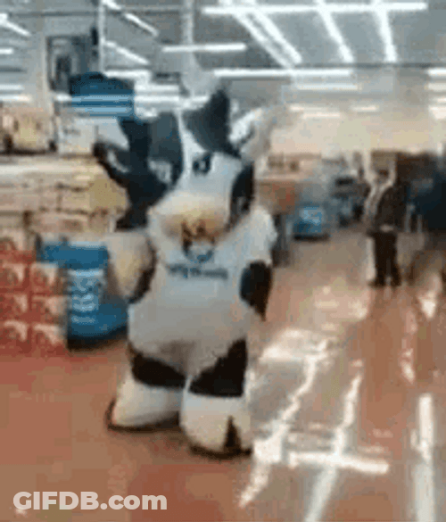 Grocery Cow Mascot Dancing GIF