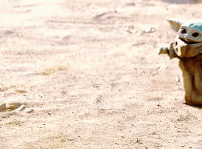 Grogu Running To Mandalorian GIF