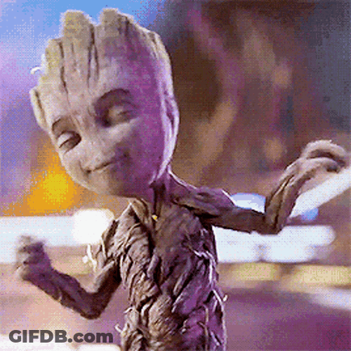 Groot Dancing In Outer Space GIF