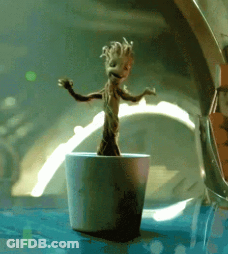 Groot Dancing In White Pot GIF