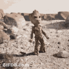 Groot From Guardians Of The Galaxy 2 Standing In Dirt GIF