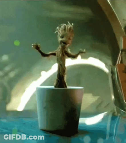 Groot Dancing In White Pot GIF