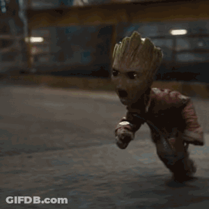Groot Running Down Street GIF