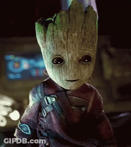 Groot Wearing Leather Jacket And Wooden Mask GIF