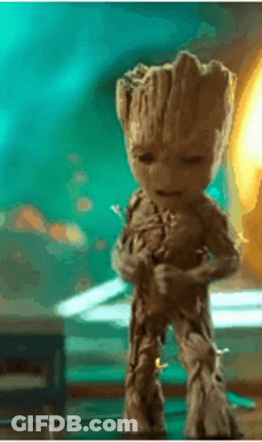 Groot From Guardians Of The Galaxy Standing With Eyes Closed GIF