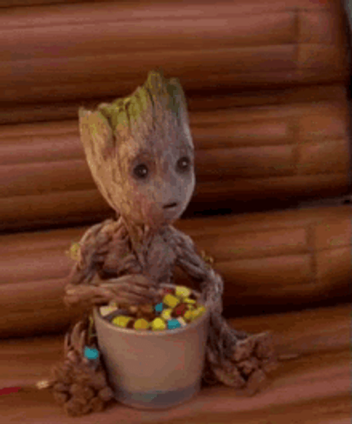Groot Guardians Of The Galaxy Eating Snacks GIF