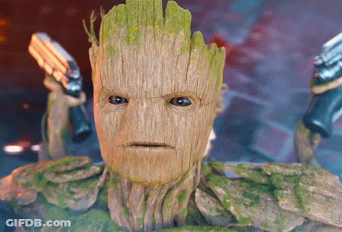 Groot Holding Gun GIF