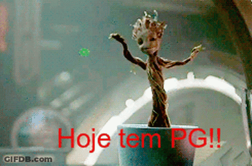 Groot In Pot With Hoje Tem PG In Red GIF
