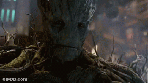 Groot Looking At Camera With Mouth Open GIF
