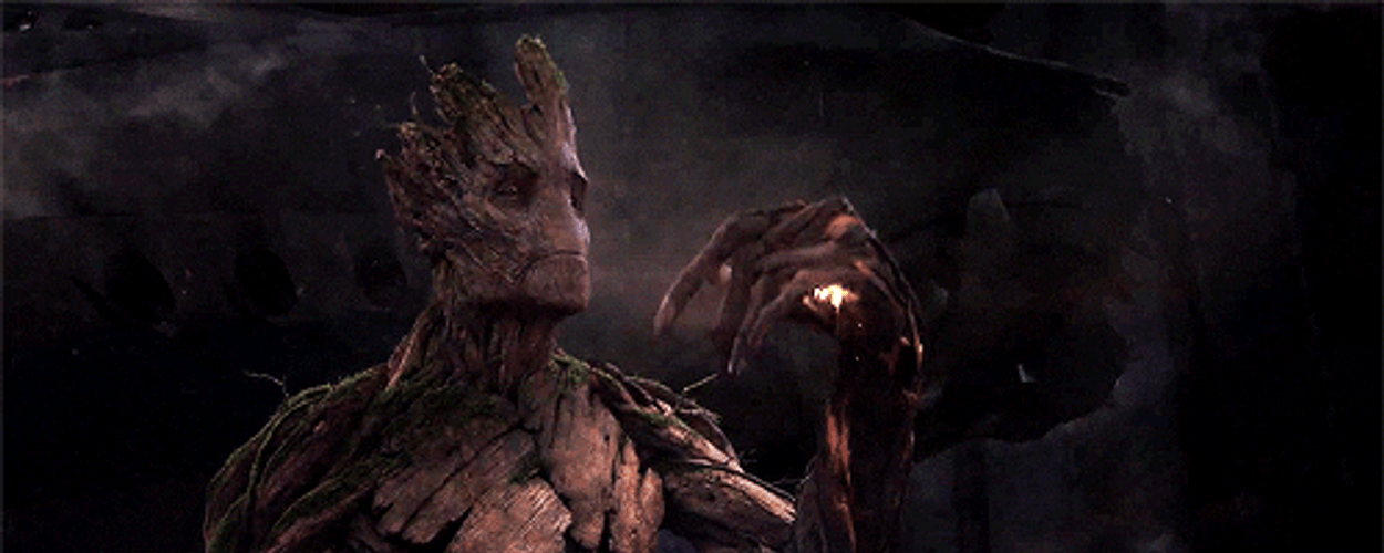 Groot Raising Glowing Hands GIF