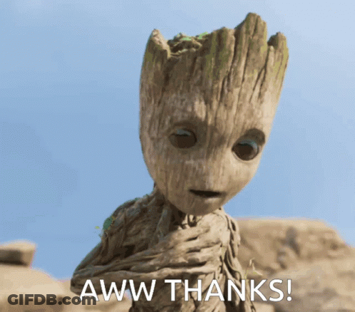 Groot Saying Aww Thanks GIF