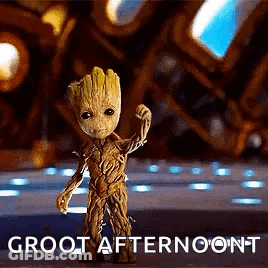 Groot Standing On Stage Flexing Muscles GIF