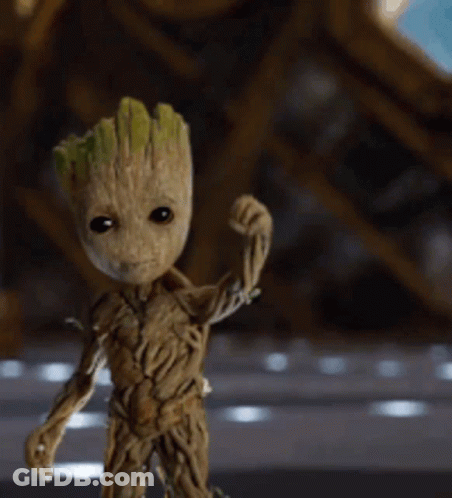 Groot Statue Waving On Stage GIF