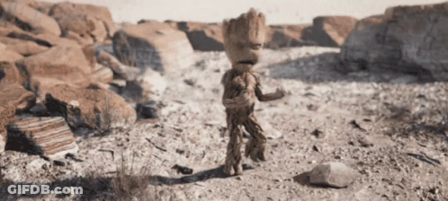 Groot Walking Through Desert GIF