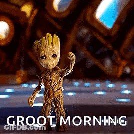 Groot Waving Fist Saying Groot Morning GIF