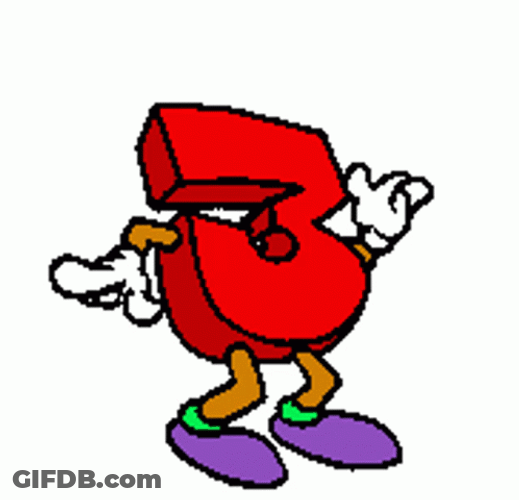 Grooving Red Number Three GIF