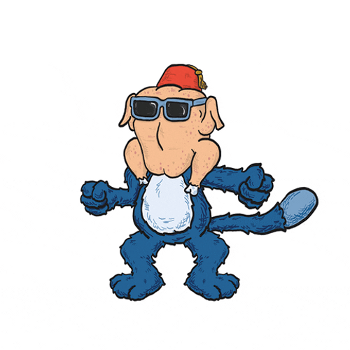 Groovy Dancing Turkey Mascot Head GIF