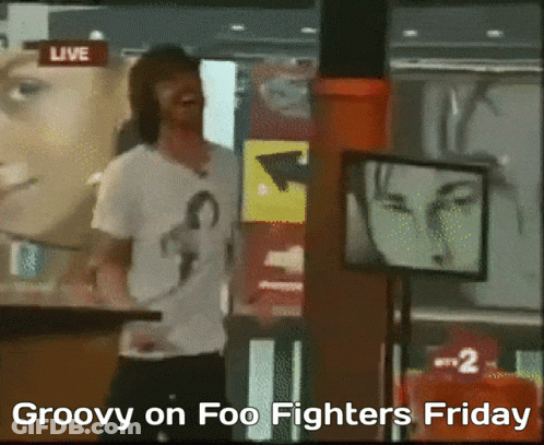 Groovy On Foo Fighters Friday Written On A Screen GIF