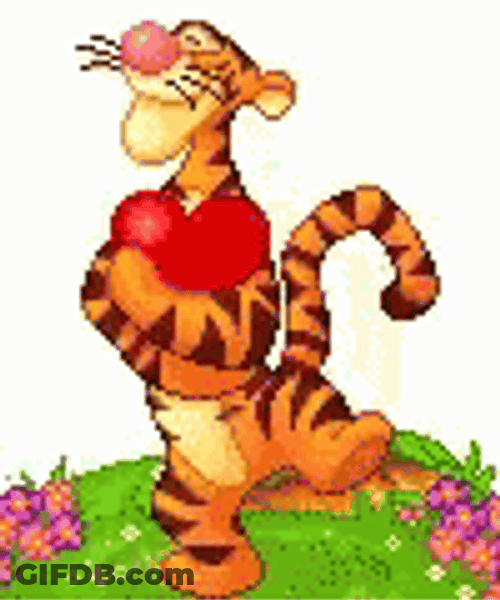 Groovy Tigger Hugging Heart Emoji GIF
