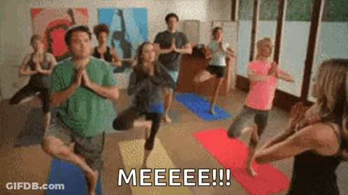 Group And Woman Doing Yoga GIF